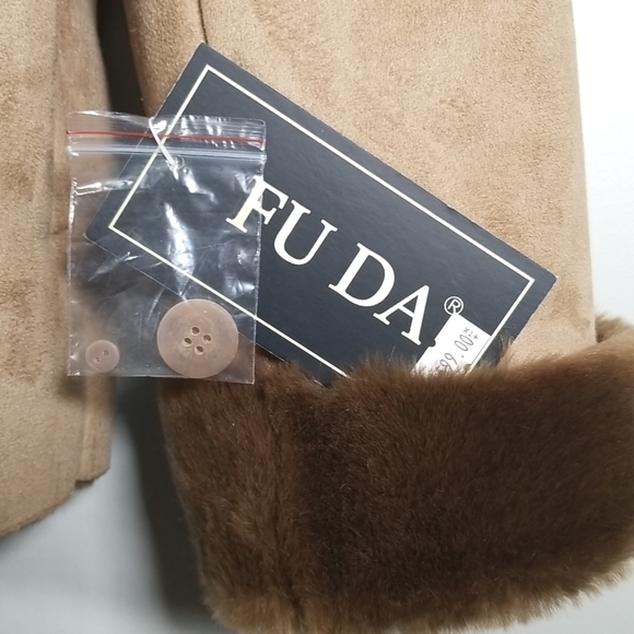 Vintage FU DA New York Womens Jacket Sherpa Lined Faux Suede 90's - Picture 6 of 6
